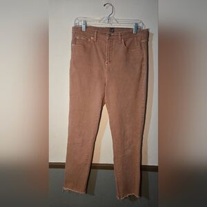 Gap True Skinny Jeans Womens 30 Coral Hi-Rise Distressed Hem